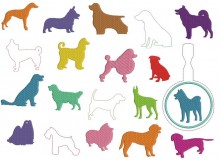 Stickserie - Hunde Silhouette mit Anhänger